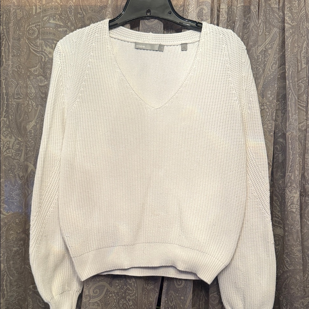 Vince White V-Neck Sweater